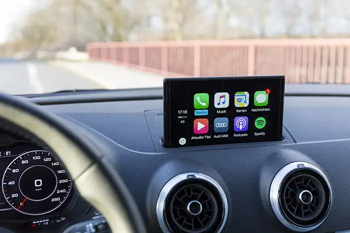 car head unit showing apps